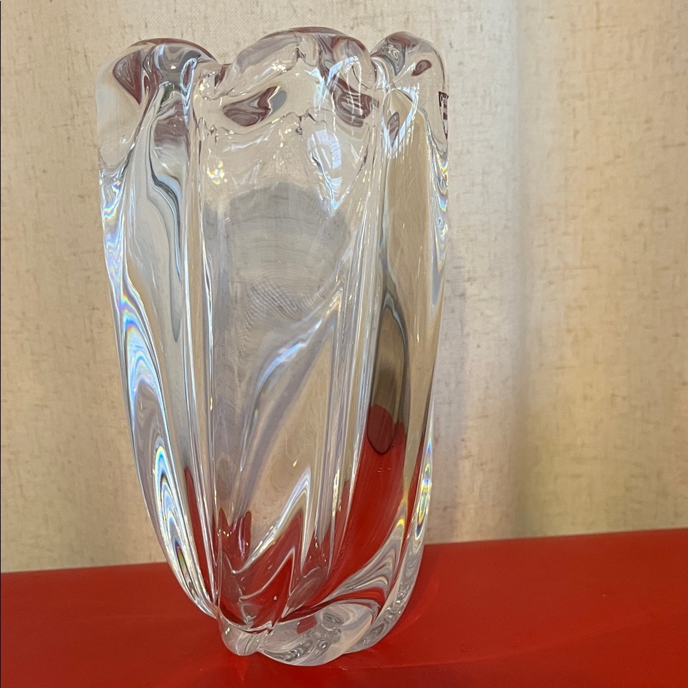 Orrefors Scandinavian Mid Century Studio Art Glass Vase by Edvin Ohrstrom 7.65”H